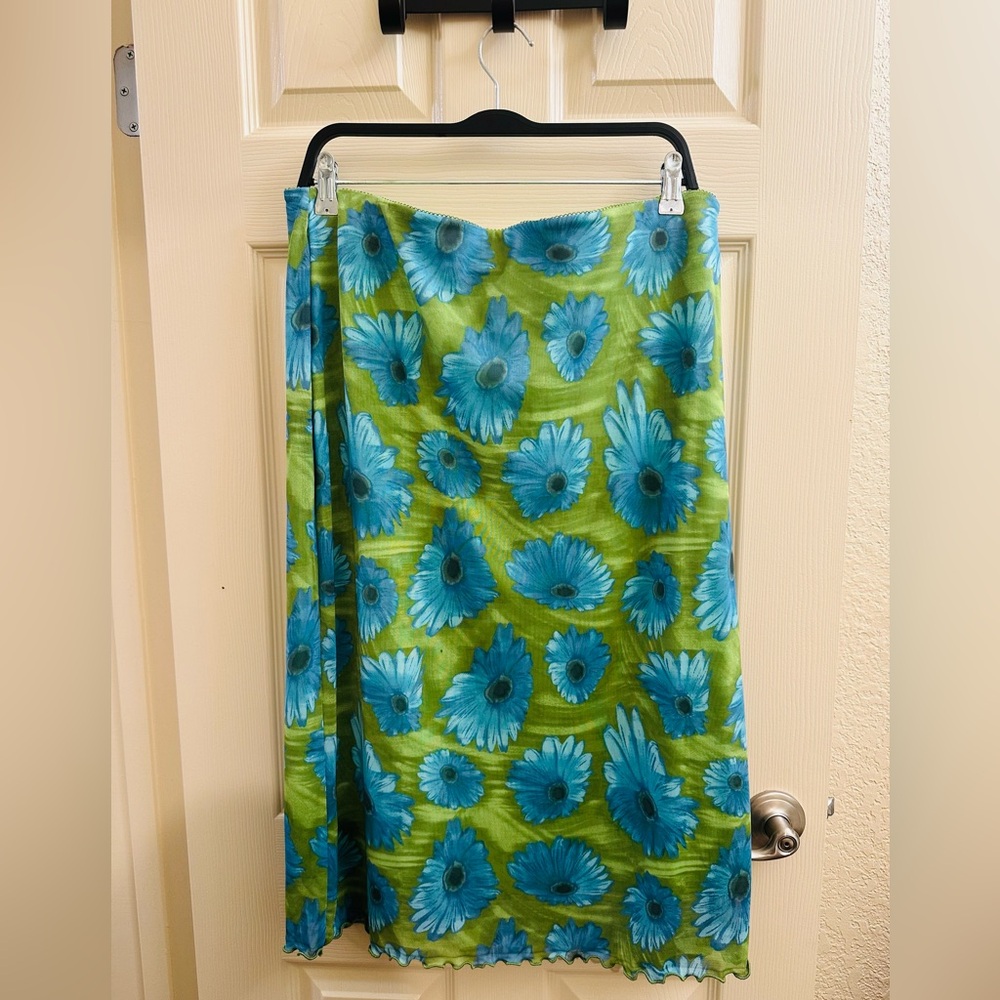 Forever 21 Green and Blue Floral Skirt